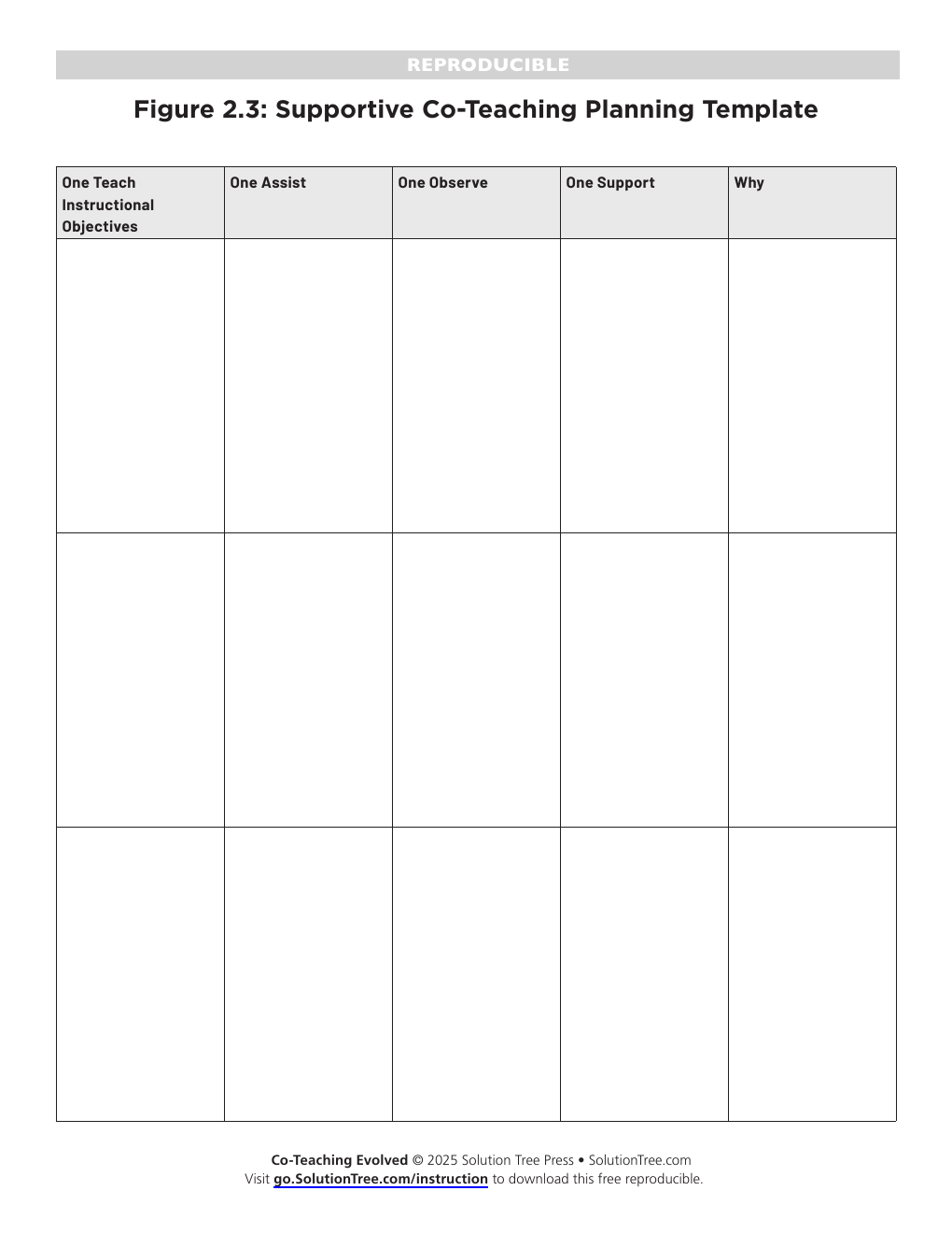 Supportive Co-Teaching Planning Template preview