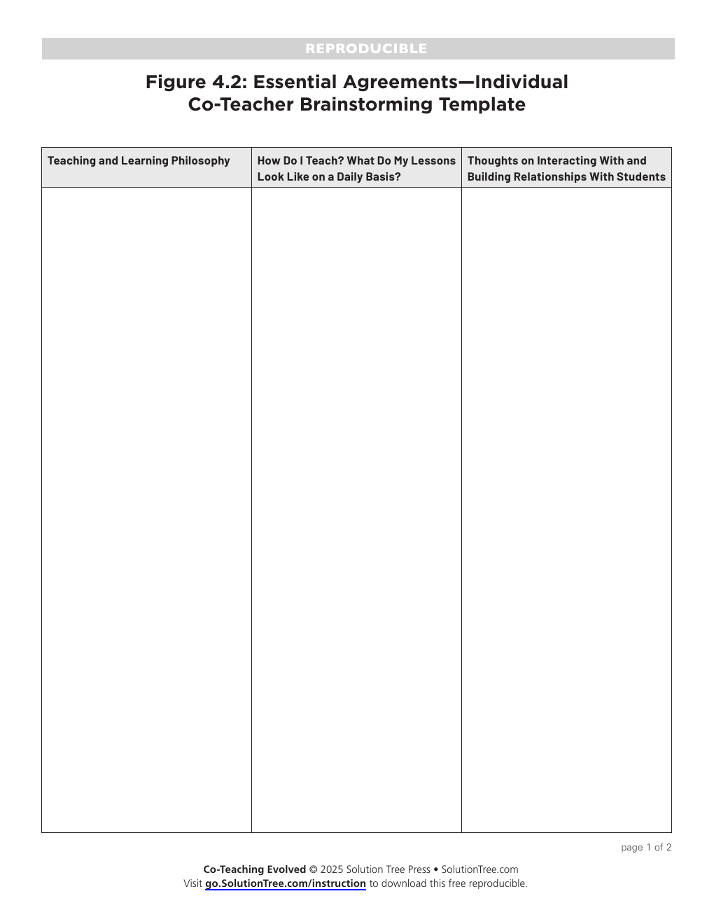 First page preview of Essential Agreements: Individual Brainstorm