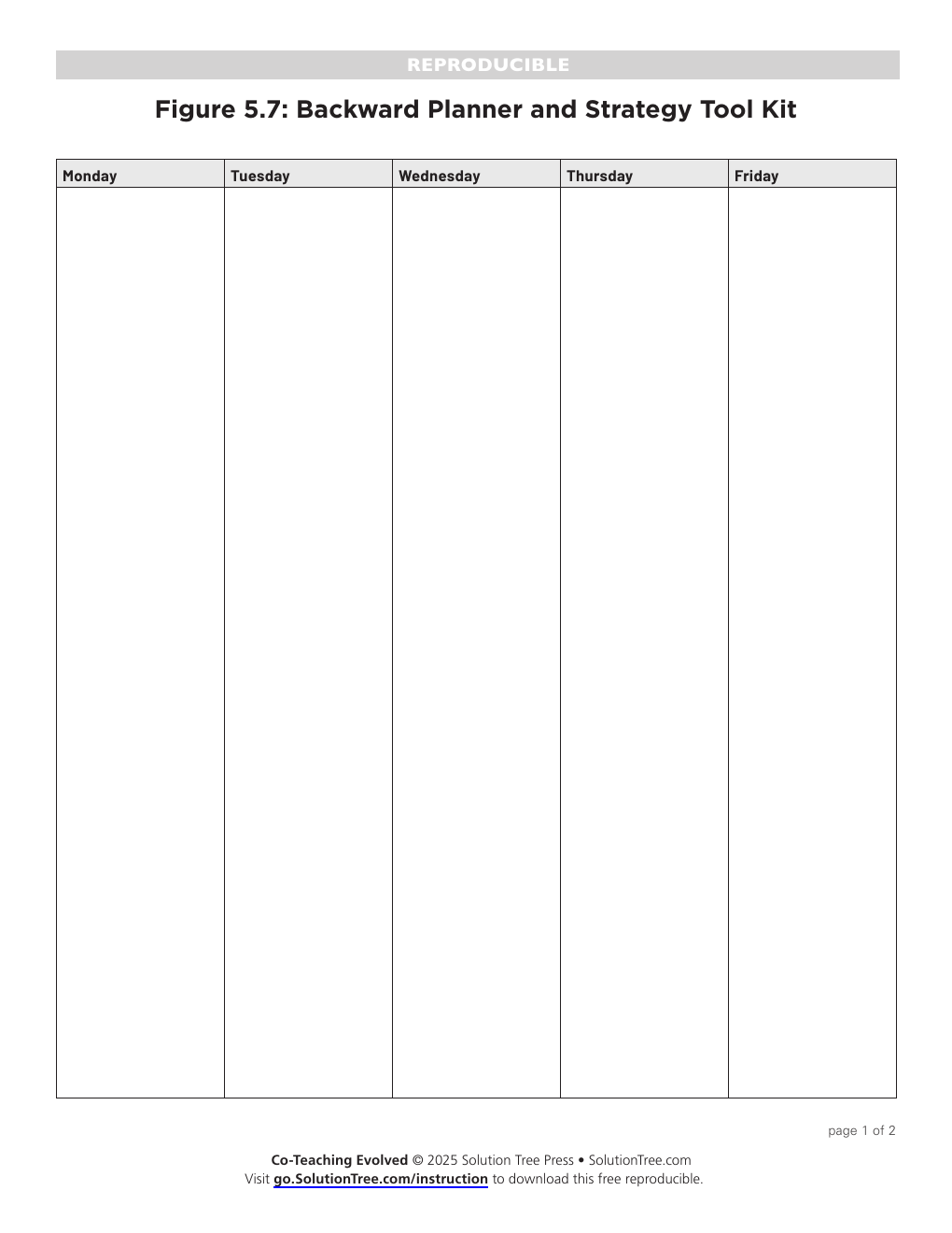 First page preview of Backward Planner and Strategy Tool Kit