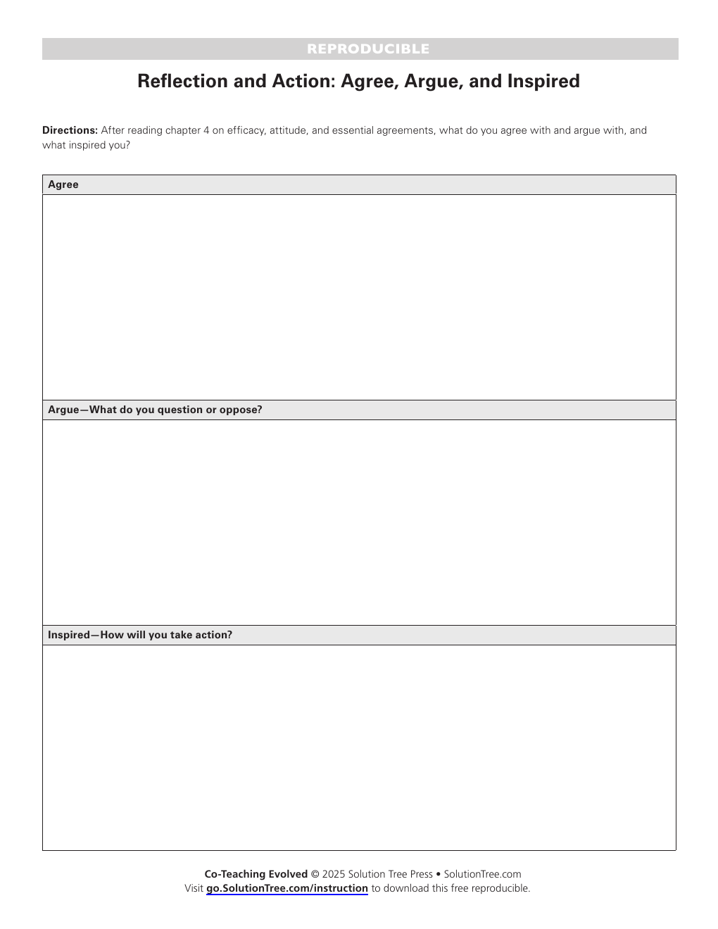 First page preview of Reflection: Agree, Argue, and Inspired