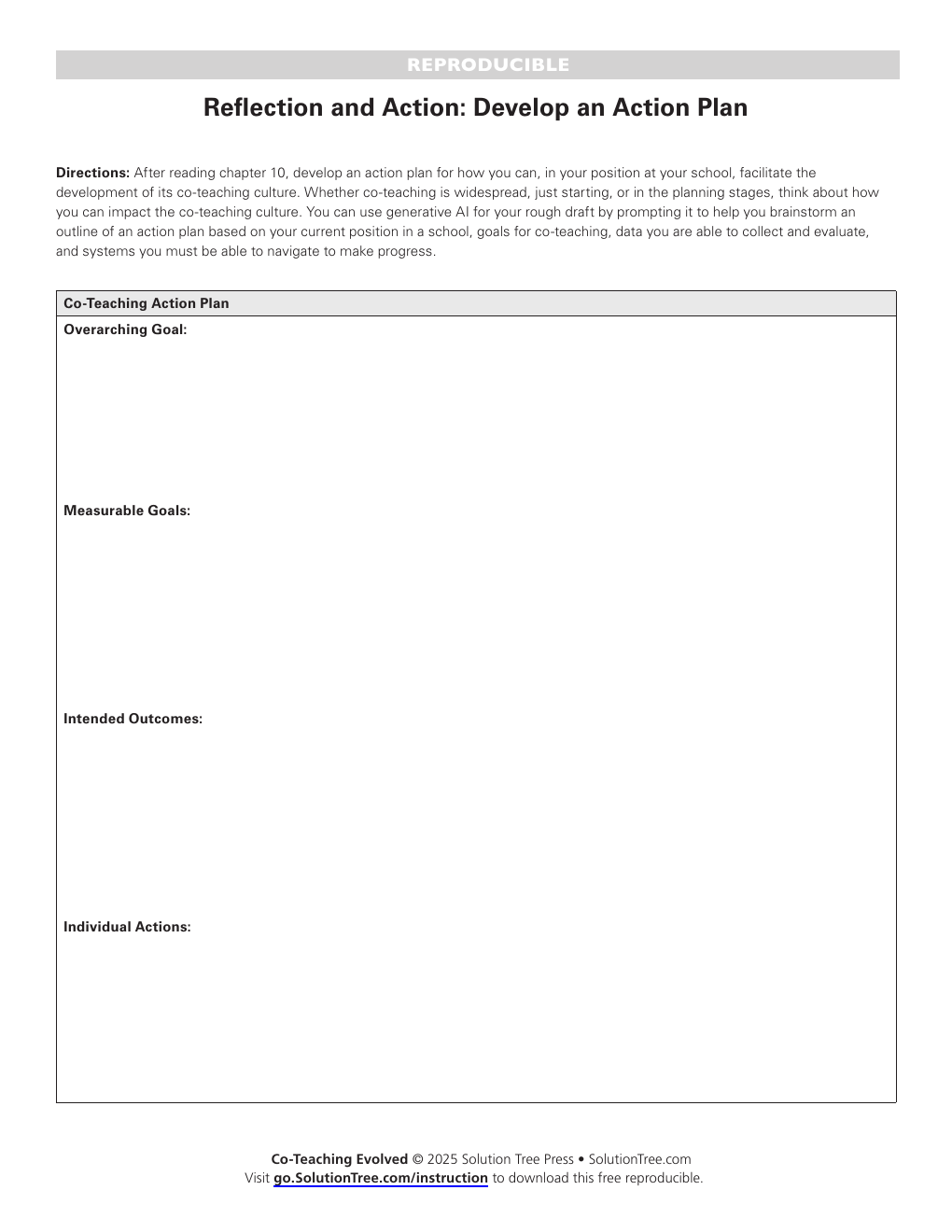 First page preview of Develop a Co-Teaching Action Plan
