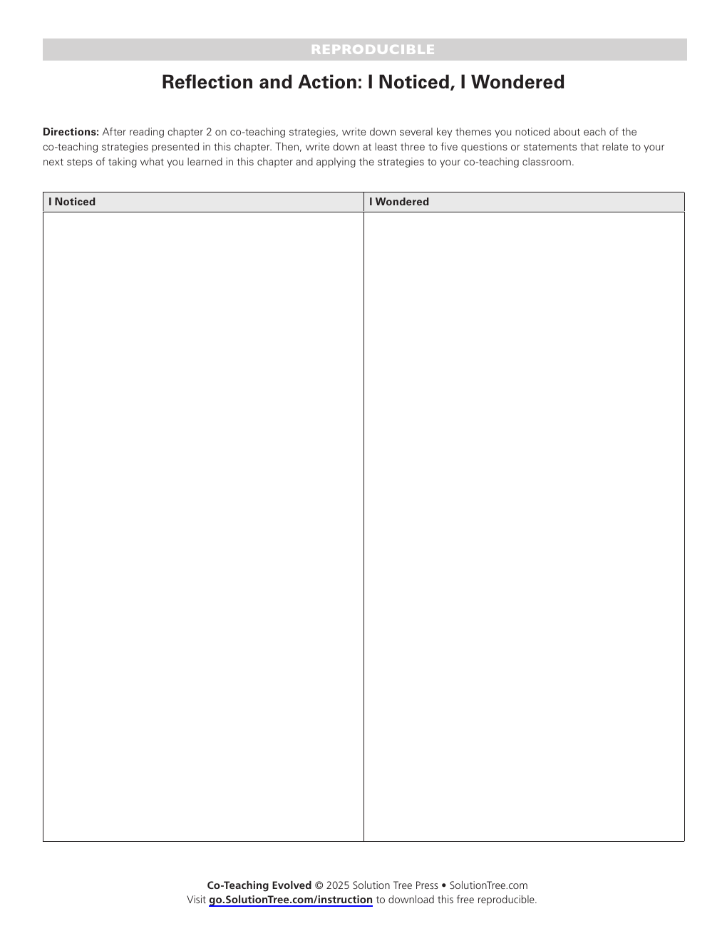 First page preview of Reflection: I Noticed, I Wondered