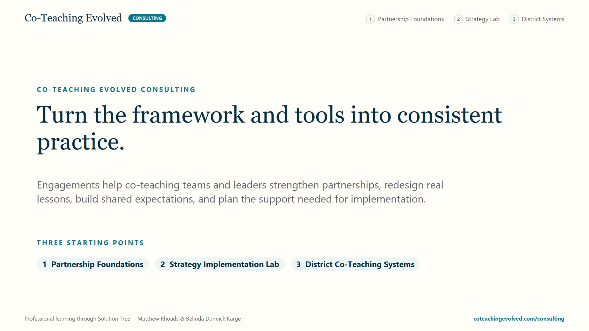 Preview of Co-Teaching Evolved consulting services for schools and districts